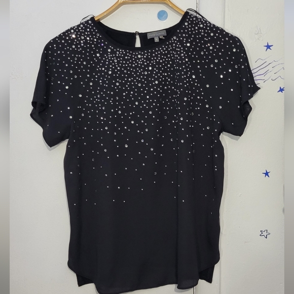 Vince Camuto Tops - Vince Camuto Women's Black with Rhinestone studs Blouse Size Small